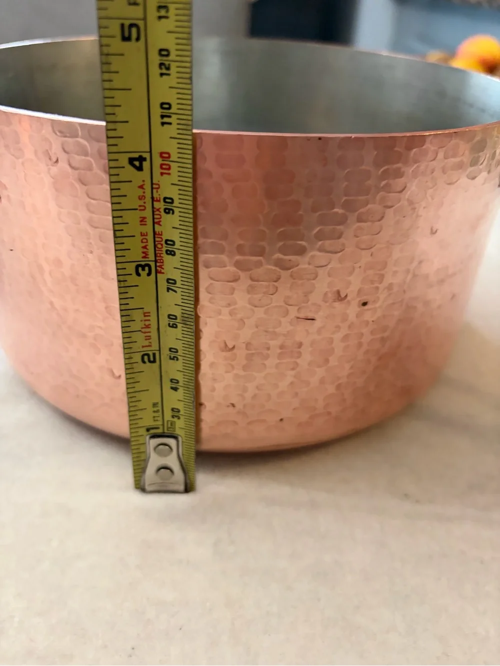 Hammered Copper Saucepan with Long Handle - Copper Finish